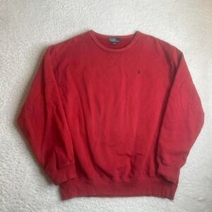Vintage polo Ralph Lauren men red faded crew‎ neck sweatshirt 90s embroidered xl